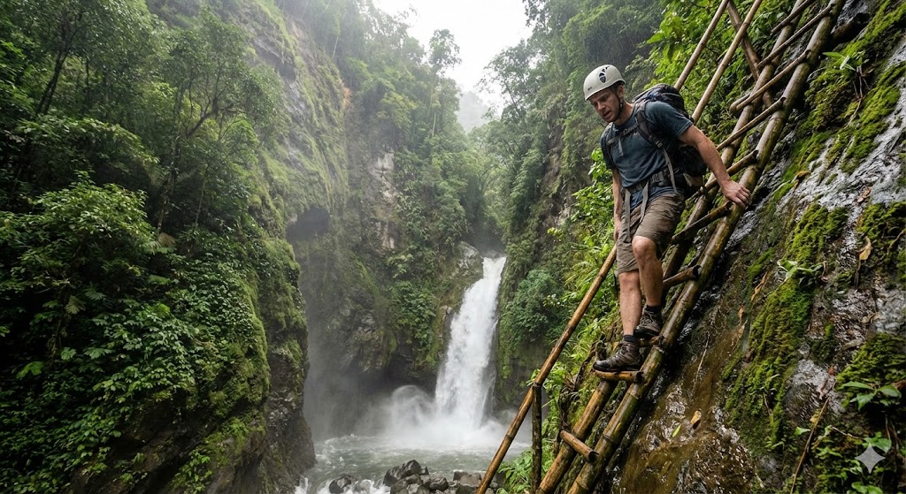 trekking ekstrem menuju dasar lembah